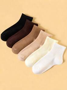 3/6 Pairs Unisex Casual Solid Color Short Socks, Comfortable Soft, Fashion Versatile, Suitable For Students, Casual And Sports Styles, Non-Slip