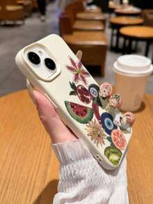 1pc TPU Soft Case With Watermelon, Fish, Sun Elements Pattern, Compatible With IPhone 17/17 Pro Max/Air/17 Pro/16e/16 Pro Max/16/15/12 Pro Max/13/13 Pro Max/14/15/17/16 Pro/11 Pro Max/12, Personalized Design Fashionable Protective Cover, Unisex Phone Case - Multicolor - View 2