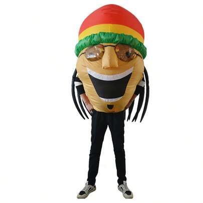 1pc Inflatable Jamaica Style Costume - All-Over Heart Theme Fancy Dress, Unisex, Suitable For Halloween, Carnival, Christmas And Various Events/Parties