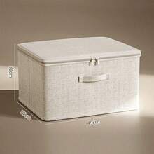 1 pieza Caja de almacenamiento con cremallera de gran capacidad en beige, plegable para viajes y mudanzas, contenedor de almacenamiento para juguetes y ropa con asa, adecuado para guardería, decoración del hogar, organización estacional, disponible en varios tamaños - Multicolor - Ver 10
