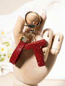 1个字母钥匙扣吊坠，镶钻装饰，手提包挂饰，礼物