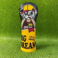 “梦想成真”主题高尔夫球杆套，励志文字印花，个性化高尔夫球场装备，运动礼品 - 黃色 - 查看 6