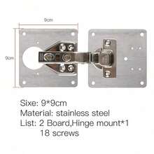 1X Set Cabinet Hinge Plate Set W/ Mounting Screws Door Hinge Side Plate Repair Kit Stainless Steel - Silver - View 6