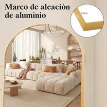 RR Espejo de Cuerpo Completo para Piso o Pared de 150x40 cm Marco de Metal Ideal para Recamara Vestidor Cambiador Diseño Moderno y Versatil Soporte Ajustable - DoradoRedondo - Ver 7