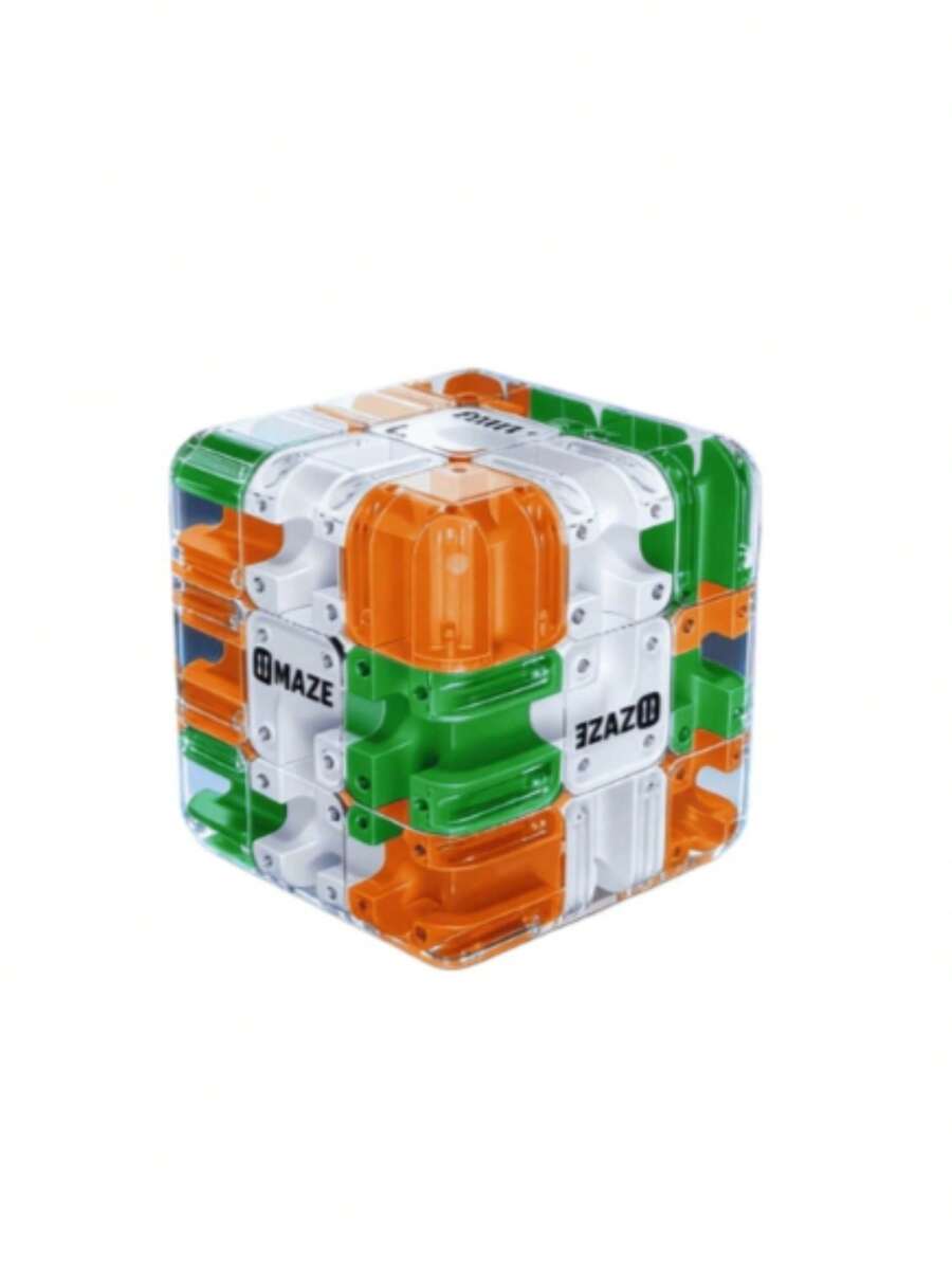 3D Rotating 3x3 Magic Cube Bead Maze | Must-Have Christmas Gift Kids Brain-Boosting Educational Puzzle Toy - Orange - View 1