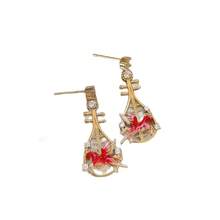 时尚琵琶造型复古耳环，优雅奢华的耳饰 - 琵琶木馬耳環 - 查看 5