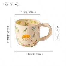 1 pieza Taza de cerámica de 300ml con textura inspirada en la naturaleza, asa trenzada, diseño de dibujos animados, apta para uso en el hogar y la oficina - Multicolor - Ver 12