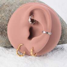 1件装 Huggie Cross 小号耳环，女士不锈钢朋克风耳环，耳骨、耳屏、耳廓、耳廓穿孔饰品 - 彩色 - 查看 4