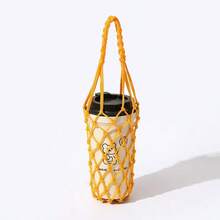 1pc Handmade Woven Net Bag, Reusable For Water Cup, Coffee, Portable Bottle Holder, Decoration, Storage, Suitable As Gift For Friends, Relatives, Classmates - Multicolor - View 5