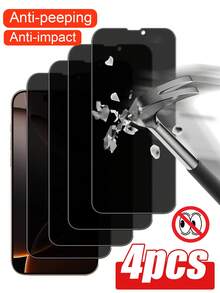 4 件钢化玻璃隐私屏幕保护膜 - 兼容 17/16/15/14/13/12/11、Pro Max/Mini/X/Xs Max/XR 和 14 Plus - 防刮、粘合技术 - 黑色 - 查看 18