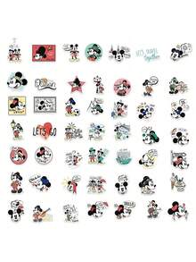 Disney 50张官方授权米奇贴纸，卡通形象，防水材质，适用于笔记本电脑、水杯、行李箱、自行车等，创意时尚装饰贴纸，圣诞节、万圣节、生日、周年纪念日惊喜礼物，送给家人和朋友 - 彩色 - 查看 6