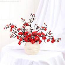 1pc/4pcs 30cm Artificial Peach Blossom & Plum Blossom Flowers, Lifelike Decor For Furniture, Desk, Office, Dining Room, Party Vase - Multicolor - View 11