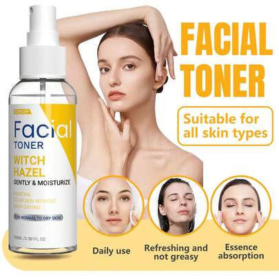 HJPHJP Witch Hazel Toner, Facial Toner, Skin Care Water With Witch Hazel, Halloween/Trick-Or-Treat, Contain Witch Hazel, Firming And Moisturizing, Gentle & Lightweight, Refreshing Texture, Not Greasy, Fast-Absorption, Suitable For All Skin Types-100ML