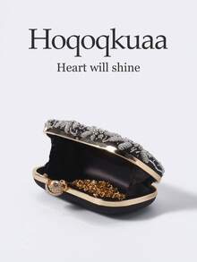 1pc Luxury Sparkling Black Beaded Evening Clutch Bag, Elegant Rhinestone Embellished Handbag, Fashion Women's Party Purse, Bridal Wedding Clutch With Detachable Shoulder Strap, Suitable For Formal Events, Weddings, Parties, Festivals - Black - View 8