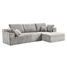 Sofá seccional Cloud de 274 cm, sofá modular sin estructura con forma de L y asiento profundo, sofá tapizado moderno y cómodo para sala de estar, no requiere montaje (Chenilla, gris) - Gris - Ver 10