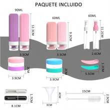 Juego De Botellas De Viaje De 18 Piezas De Silicona De 60/90 Ml Con Bolsa TransparenteKit Viaje Aprobado por TSA Sin BPA y a Prueba de Fugas Rosa - Rosa - Ver 2