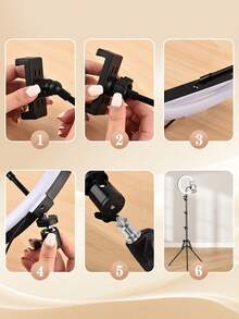 TOKQI Phụ kiện chụp ảnh di động cỡ lớn có thể điều chỉnh, đèn LED 155cm/61.02in, đèn vòng xoay 26cm/10in với giá đỡ điện thoại linh hoạt, 3 nhiệt độ màu, 10 mức độ sáng, chân đế có thể kéo dài, thích hợp cho phát trực tiếp, chụp ảnh, quay video, trang điểm, selfie, tương thích với điện thoại thông minh. Quà tặng Ngày Phụ nữ, sinh nhật, kỷ niệm. - Bộ đèn vòng + chân đế - Xem 10