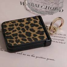 新款镶钻指环支架豹纹折叠手机壳，适用于三星 Galaxy Z Flip3 5G/Galaxy Z Flip 4 5G/Galaxy Z Flip 5 5G/Galaxy Z Flip 6 5G/Galaxy Z Flip 7 5G，时尚奢华折叠手机壳 - 彩色 - 查看 2