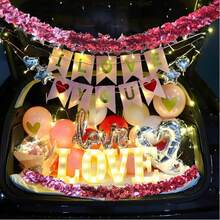 Valentine's Day Red White Pink Heart Fringe Streamers Foil Tinsel Ribbons For Wedding Bedroom Party Venue Atmosphere Decoration Bridal Shower Engagement Birthday Celebration Romantic Home Festive Decor Supplies - 紅色 - 查看 4