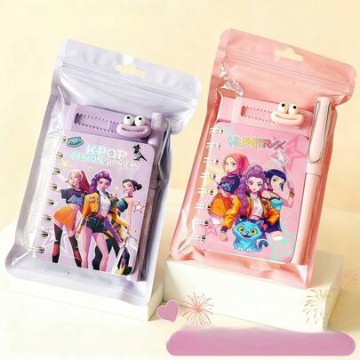 1 Set, KPOP Notebook, Magic Hunting Female Group Stationery Set, High-Value Student Learning Supplies Classroom Gift Set