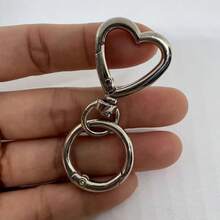 Fashionable Versatile Heart Shaped Spring Ring Bag Keychain Pendant Accessory - Gold - View 4
