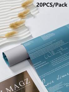 20pcs/Pack Waterproof Dual-Color English Floral Wrapping Paper, Flower Bouquet Packaging Material - 20PCS/Pack - View 17