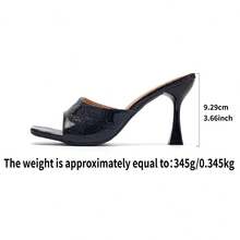 Giày sandal cao gót nữ, thiết kế quai đơn kẻ caro, sandal công sở thời trang, sandal cao gót mũi nhọn gợi cảm, sandal dự tiệc mùa hè, sandal và dép thoáng khí cho nữ, sandal mùa hè. - màu đen - Xem 6
