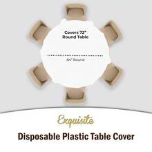 12-Pack Premium Plastic Tablecloth 84in. Round Table Cover - White - 白色的 - 查看 5