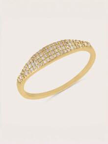 Fashionable Women's Wedding Ring, Pave Synthetic Cubic Zirconia Wedding Band, Delicate Handcrafted Pave Ring, Anniversary Gift, Women's Pinky Ring