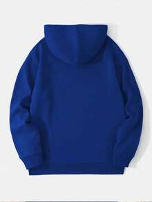 Men's Hoodie-Donald Duck Cartoon Pattern Pullover, Loose Hoodie Sweater In Front Pocket, Suitable For Casual Wear, Disney's Birthday Gift, Travel Clothes, Playful Design, Comfortable Fabrics, Fan Clothes, Movie Lovers, Durable Materials For Home Clothes, Printed Sweatshirts, Men's. - Blue - View 2