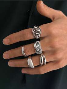 1pc Adjustable Open Ring, Stylish Exploding Skull Design, Minimalist Unisex Couple Ring