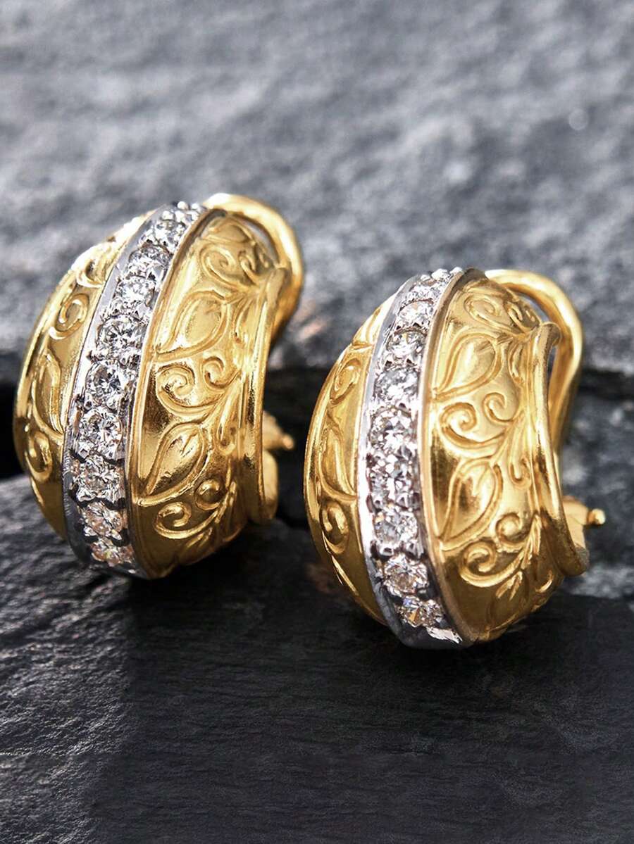 1 Pair Elegant Cubic Zirconia Stud Earrings For Women For Wedding Engagement Anniversary Party Jewelry Valentine's Day Gift - 1# - View 1