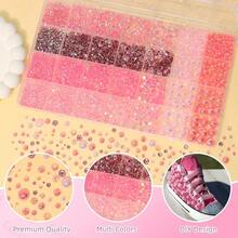 14000Pcs Pink Flatback Rhinestones And Pearls For Bedazzling Kit, 2-6mm Resin Gems Bedazzling Rhinestone, 4-10mm Flatback Pearls Gems Rhinestones For Crafting DIY Face Makeup With Tweezers - S1 - View 6