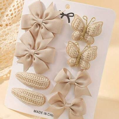 8pcs Minimalist Style Girls Hair Clips, Party Ponytail Hair Accessories Set, Portable