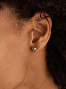 Custom Heart-Shaped Birthstone Earrings, Everyday Stud Earrings, Wedding Earrings, Bridal Earrings, Mother's Gift, Christmas Gift For Women - Multicolor - View 9