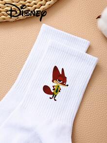 Disney 1/5/10 Pairs Unisex Cartoon Crew Socks, Zootopia Movie Themed Funny Patterns, Cute Cartoon Design, Suitable For Daily Wear, Providing All-Day Comfort And Good Elasticity - Multicolor - View 5
