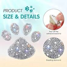 2pcs Glitter Dog Paw Print Rhinestone Car Stickers - Multicolor Sparkling Decals, Suitable For Vehicle Interior, Fit For All Car Models, Dog Paw Print, Rhinestone, Car Dashboard Decor, Cute Pet Paw Print Personalized Stickers - 2pc Glittering Paw Print Decorative Stickers - View 2