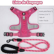 MESVIER Arns para Perro Mediano Grande Pequeo con Correa 1.5m, Pechera para Perro Ajustable Reflectante Transpirable, Arneses para Perro Sin Tirones para Caminar Viajar Entrenar Perros Accesorios - m+negro1 2 - Ver 8