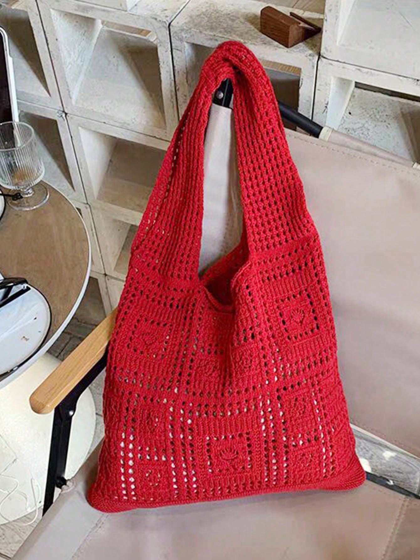 Crochet knitted handbag