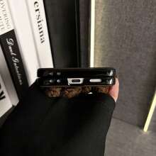 Korean Wool Flower Moon Pit Pattern Brown Phone Case With Anti-Loss Protable Strap Compatible With Samsung Galaxy ZFlip7 Z Flip6 ZFlip 5 Zflip6 Zflip5 Shockproof Back Cover - Brown - View 9