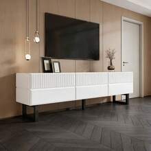 Television Stands & Entertainment Centers - Black + White + MDF + Particle Board - View 1