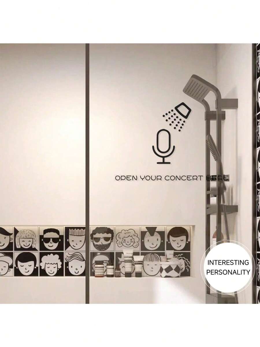 演唱会主题趣味静电贴纸，简约北欧ins风，无需胶水，可移除，适用于浴室、卧室、KTV、墙面和玻璃装饰 - 彩色 - 查看 1