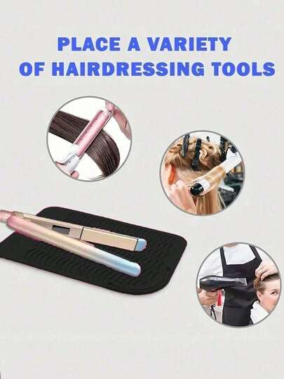 1pc Heat Resistant Mat For Hair Styling Tools, Universal Size Fits Straightener And Curling Iron, Made Of Heat-Resistant Silicone Material, Convenient For Storage And Travel. This Heat Mat Is Made Of Heat-Resistant Silicone Material, Which Can Effectively Protect Your Hair Styling Tools, Suitable For Commercial Settings Like Restaurants And Hotels.