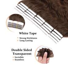 20pcs Water Wave Invisible Hair Extensions, Human Hair, Medium-Long Length, Soft & Skin-Friendly, Suitable For Wet Hair - S4 - View 6