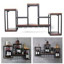 SanBouSi Wall Mounted Metal Bar Wine Rack Restaurant Bottle Storage Display Holder Shelf - Black - View 1