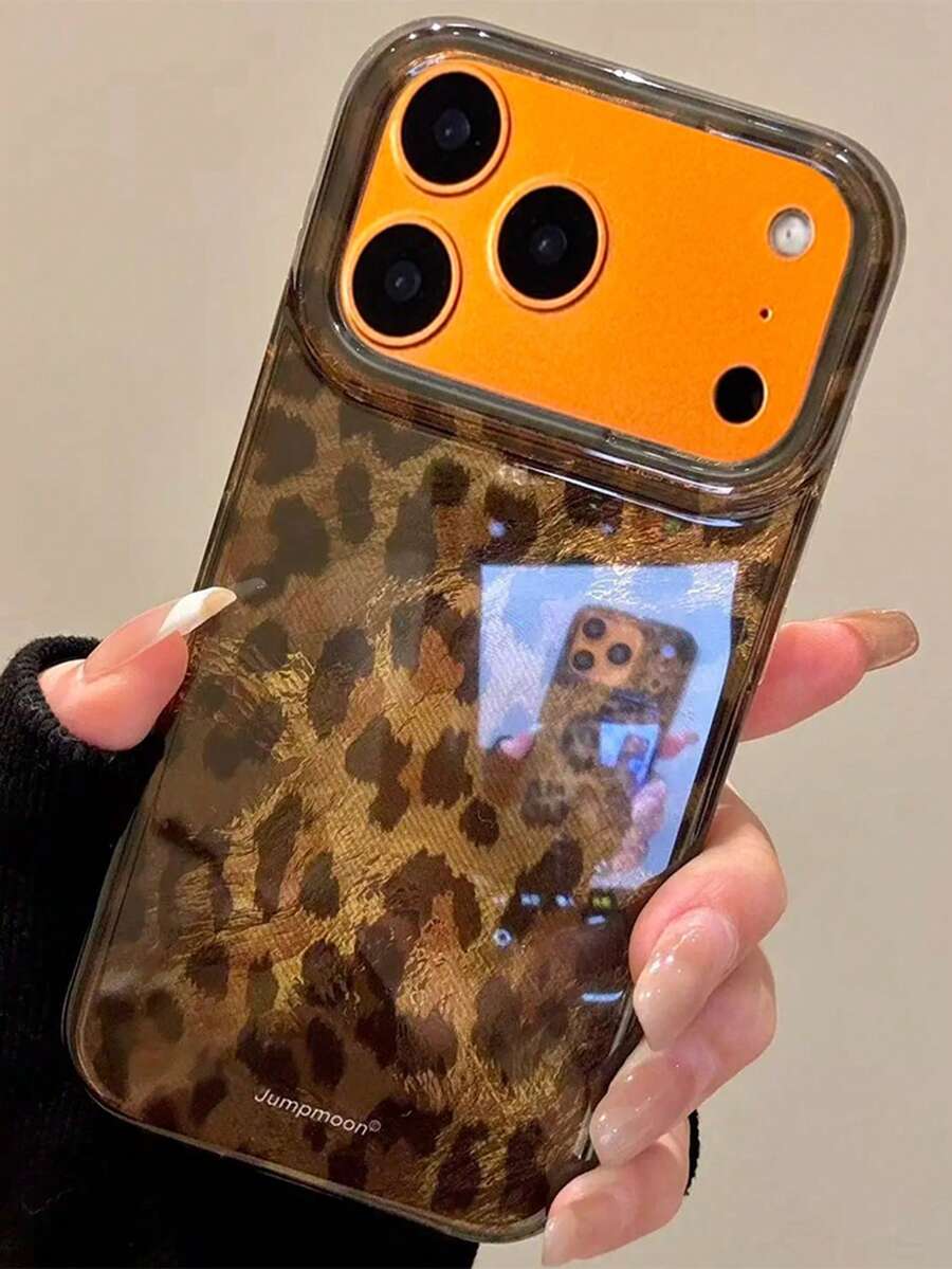 奢华豹纹图案时尚秋季棕色豹纹闪光冰川手机壳，兼容 17 Pro Max、17 Pro、17、16 Pro Max、16 Pro、16、16、15 Pro Max、15 Pro、15、14 Pro Max、14 Pro、13 Pro Max、12 Pro Max、11，时尚防震防摔手机壳，生日礼物派对佳品