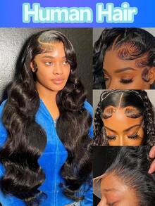 4x4 Transparent Lace Front Wig 200% Density Body Wave Human Hair Wigs Bleached Knots Easy Wear Glueless Lace Body Wave Human Hair Wig Design For Women Daily Wear 200 Density Body Wave Brazilian Virgin Human Hair Wig - Natural Black - View 5