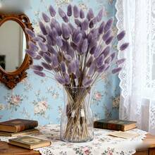 29/58pcs Set Of Dried Flowers Featuring Purple Bunny Tail Pampas, Perfect For Boho-Style Decor In Living Rooms, Gardens, And Outdoor Spaces. Ideal For Arrangements, Wedding Parties, And Festive Gifts Spring Valentine's Day Mother's Day Wedding Decor - Purple - View 5