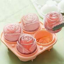 1pc 4-Grid Rose-Shaped Ice Cube Mold - Multifunctional Chocolate, Jelly, Cocktail, Whiskey Tray For RV Party, Kitchen, Refrigerator - Perfect For Bakery, Party, And Everyday Use - Multicolor - View 2