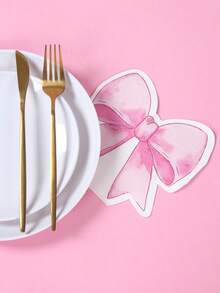 20张粉色蝴蝶结餐巾纸，粉色蝴蝶结主题一次性纸巾，粉色蝴蝶结生日装饰餐具餐巾纸，可爱蝴蝶结餐具，茶会婚礼派对装饰，婴儿派对装饰，家居装饰，桌面装饰，粉色蝴蝶结餐巾纸，派对用品，婚礼用品，新娘送礼会和生日派对 - 粉紅色蝴蝶結 - 查看 7